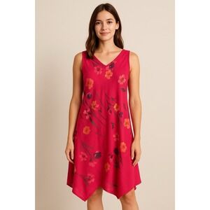 Charlie b Colorful Sleeveless Cotton  Dress women's size L Gorp  Cottage Core